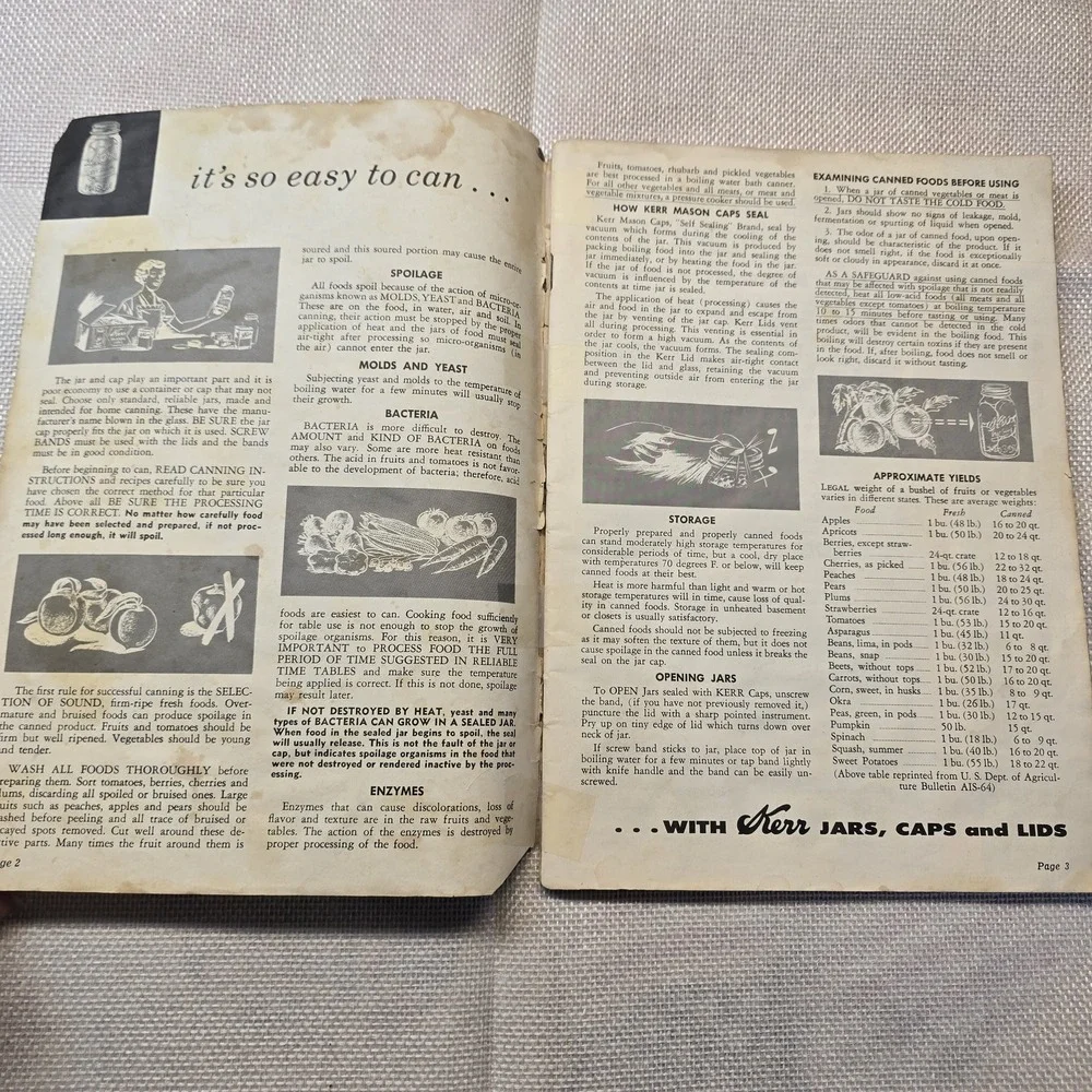 Vintage Kerr Home Canning Book Recipes Methods Jars & Lids Pamphlet 1950s‎